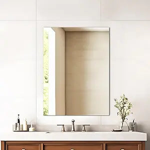 Frameless Bathroom Mirror 18in x 24in for Modern Decor
