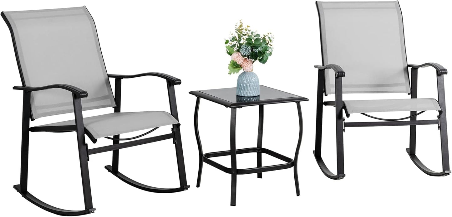 Vongrasig 3 Piece Outdoor Rocking Bistro Set for Relaxation