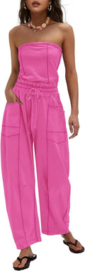 Womens Casual Strapless Jumpsuits - Comfortable Wide Leg Romper