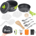 Camping Cookware 16pc Mess Kit - Compact Backpacking Stove Set