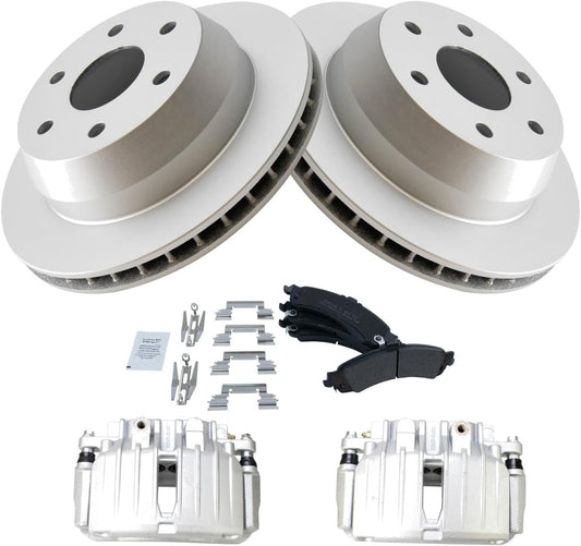 TRQ Rear Brake Pad & Rotor Kit for Cadillac and Chevrolet Vehicles