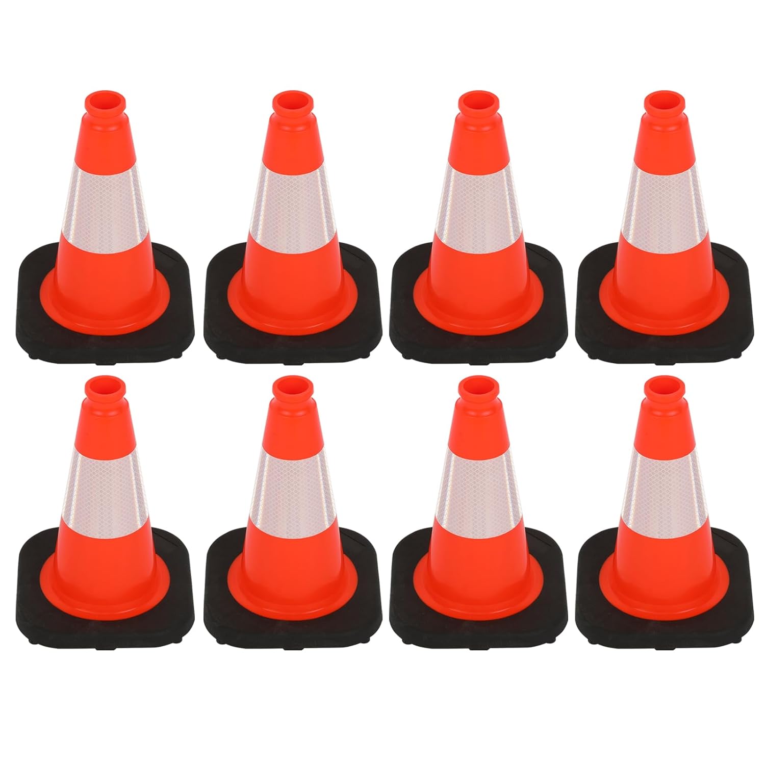 8 Pack 12 in Orange PVC Safety Cones for Sports and Events
