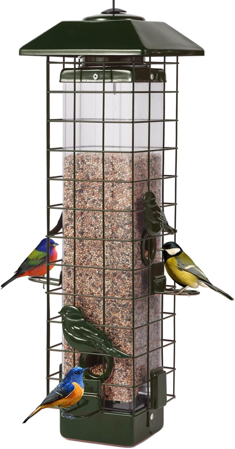 Squirrel Proof Bird Feeder with Large Capacity and 4 Ports