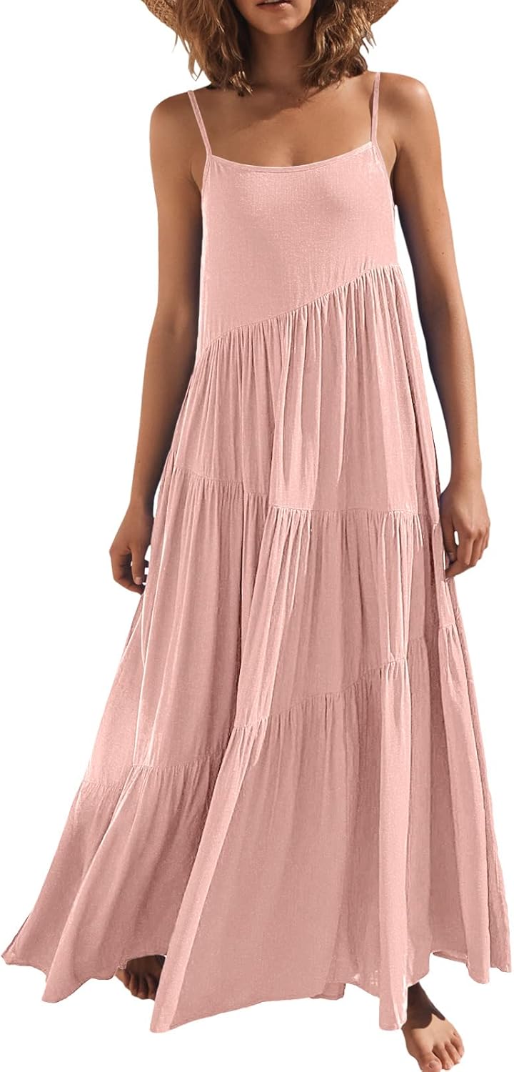 Women Summer Casual Loose Sleeveless Sundress for Beach Fun