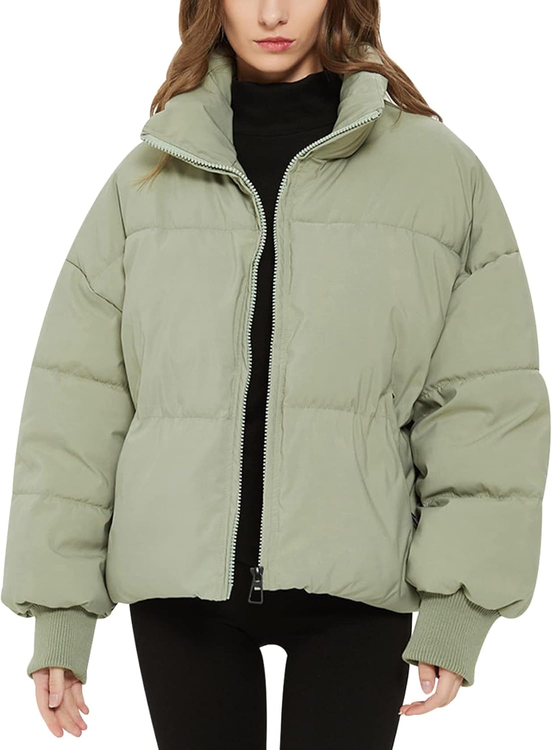 Gihuo Womens Winter Cropped Puffer Jacket for Stylish Warmth