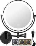 9 in Large Wall Mounted Lighted Makeup Mirror - 1X/10X Magnifying
