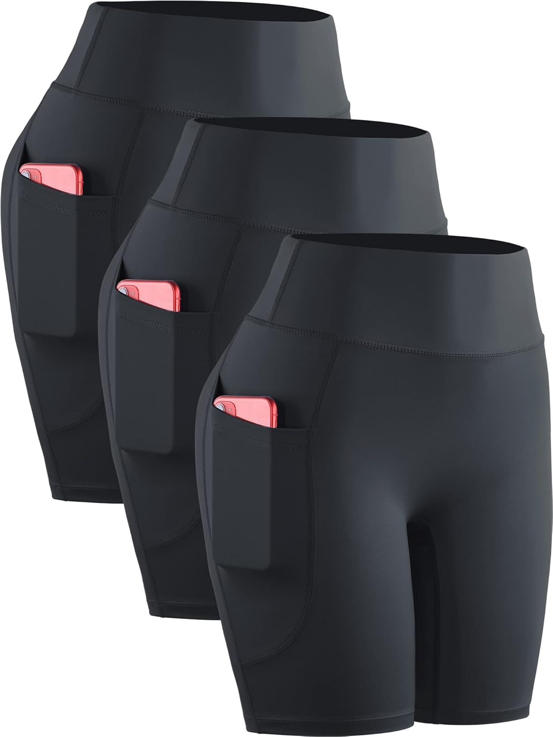 CADMUS Women's High Waist Spandex Yoga Shorts with Pockets