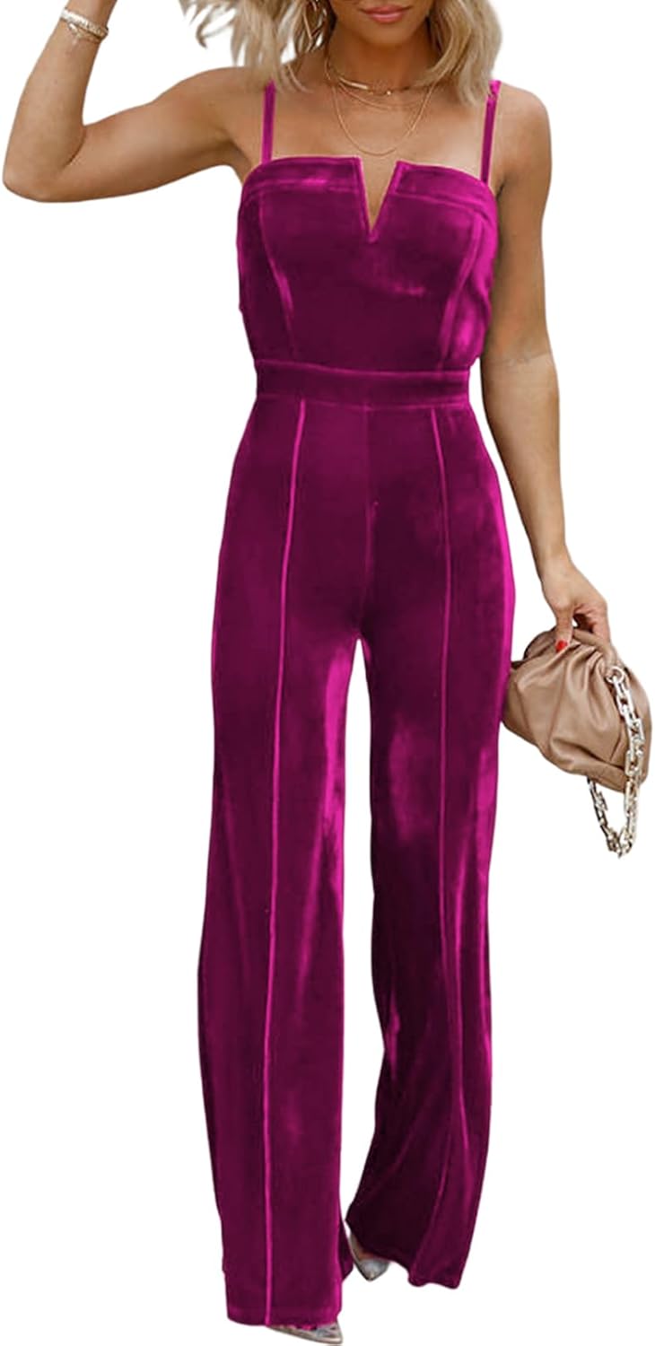 Stylish Velvet Jumpsuits for Women with Adjustable Straps