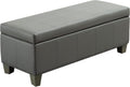 51 Inch Faux Leather Ottoman with Storage Bench - Large Capacity