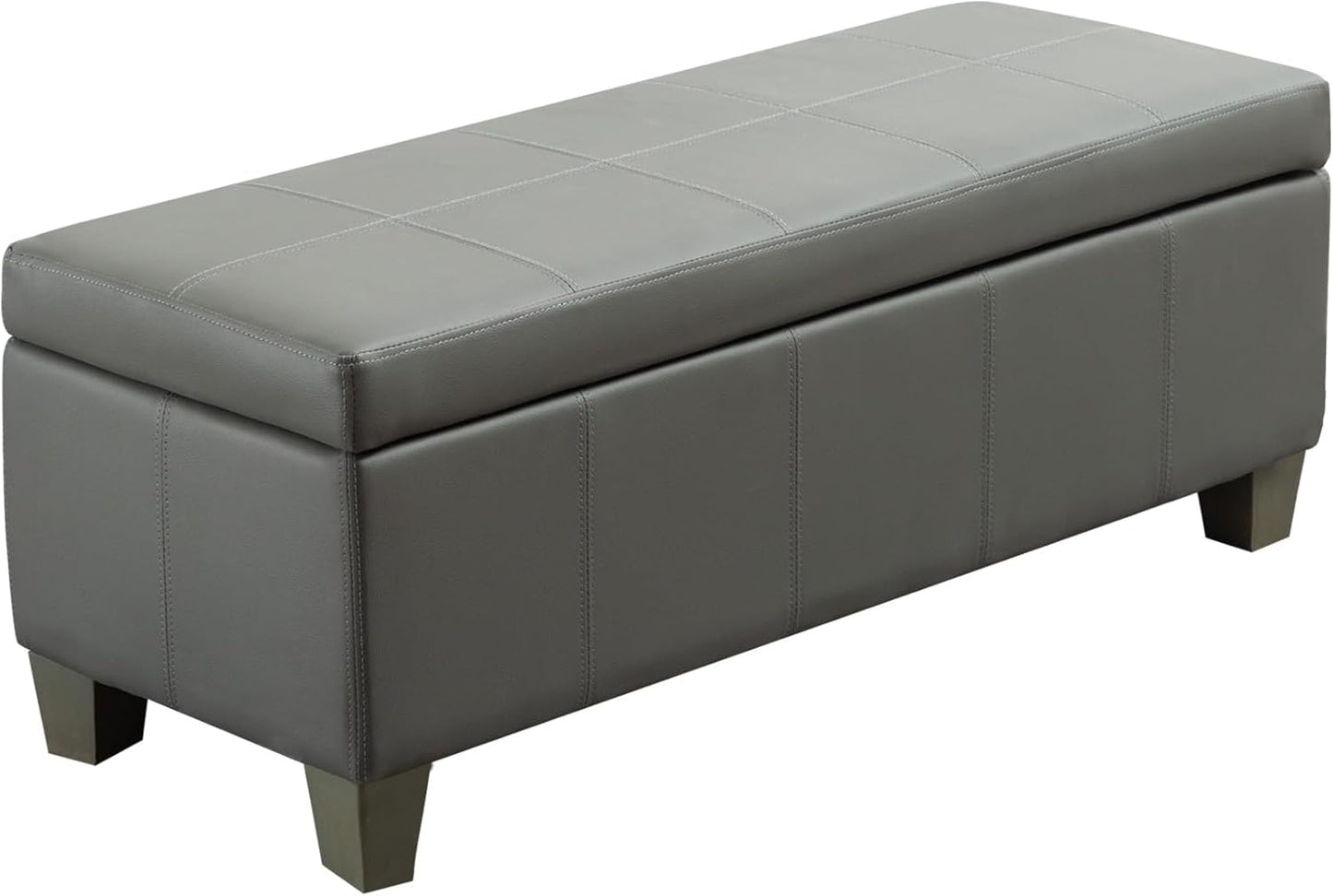 51 Inch Faux Leather Ottoman with Storage for Living Room