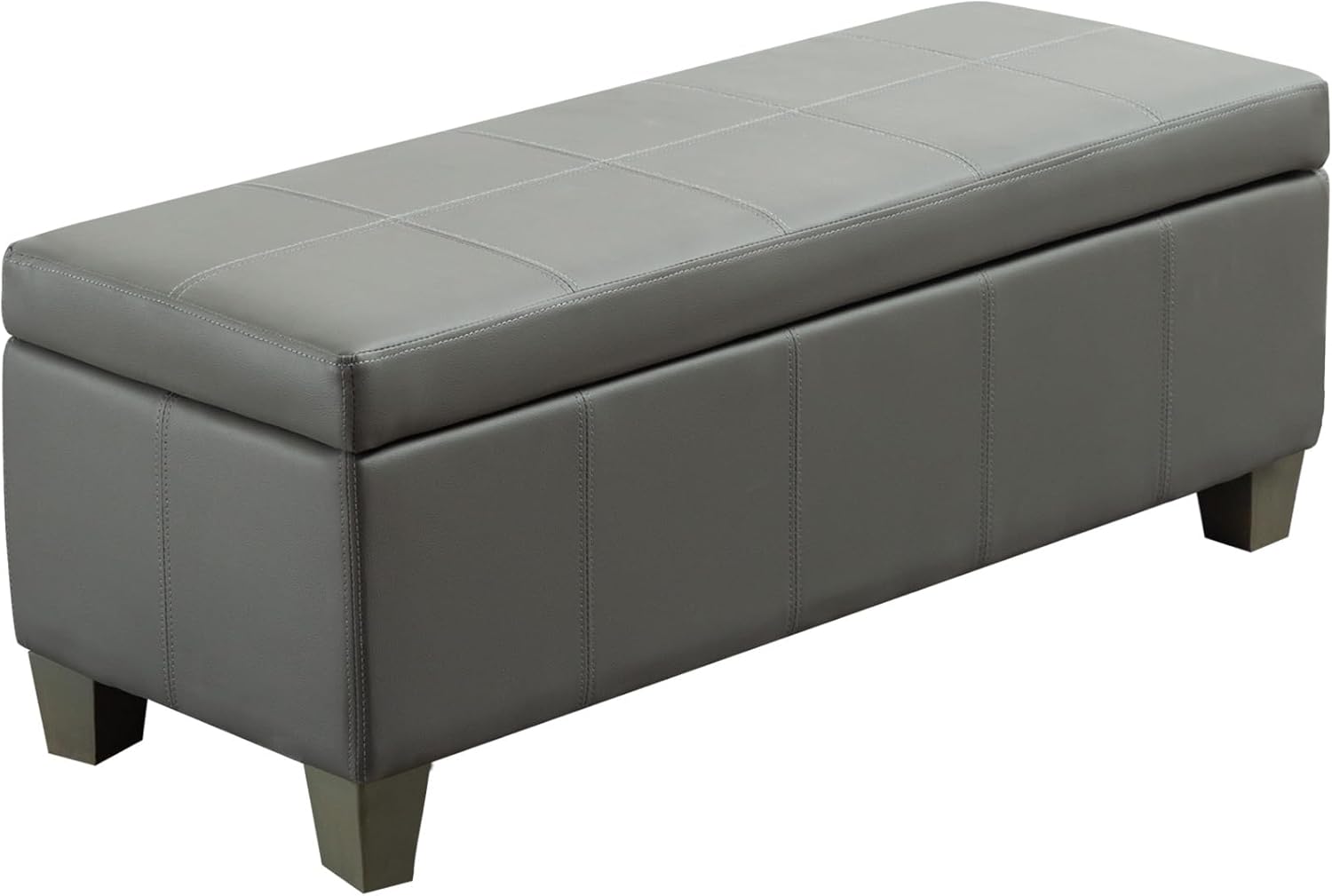 51 Inch Faux Leather Ottoman with Storage for Living Room