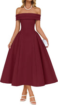 Cocktail Dresses for Women Elegant Off Shoulder Midi (Style S6Y7)