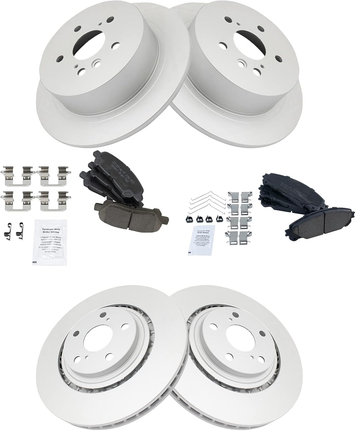 TRQ Front and Rear Brake Pad & Rotor Kit for Toyota Highlander