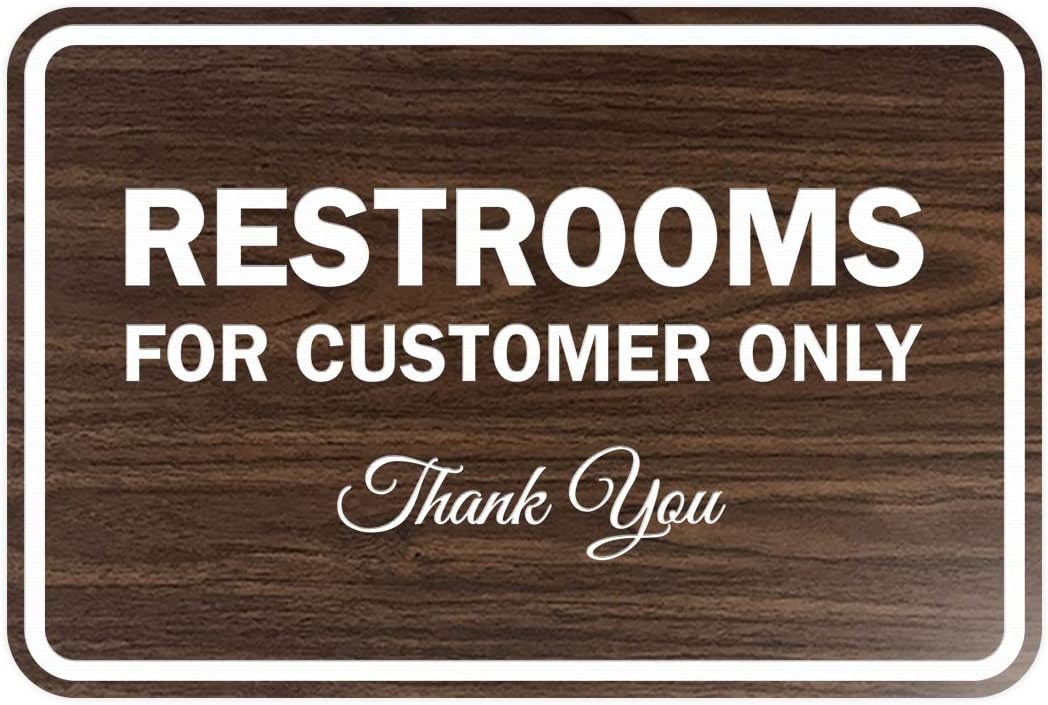 Classic Framed Restrooms Sign 5 Pack for Customers - Walnut