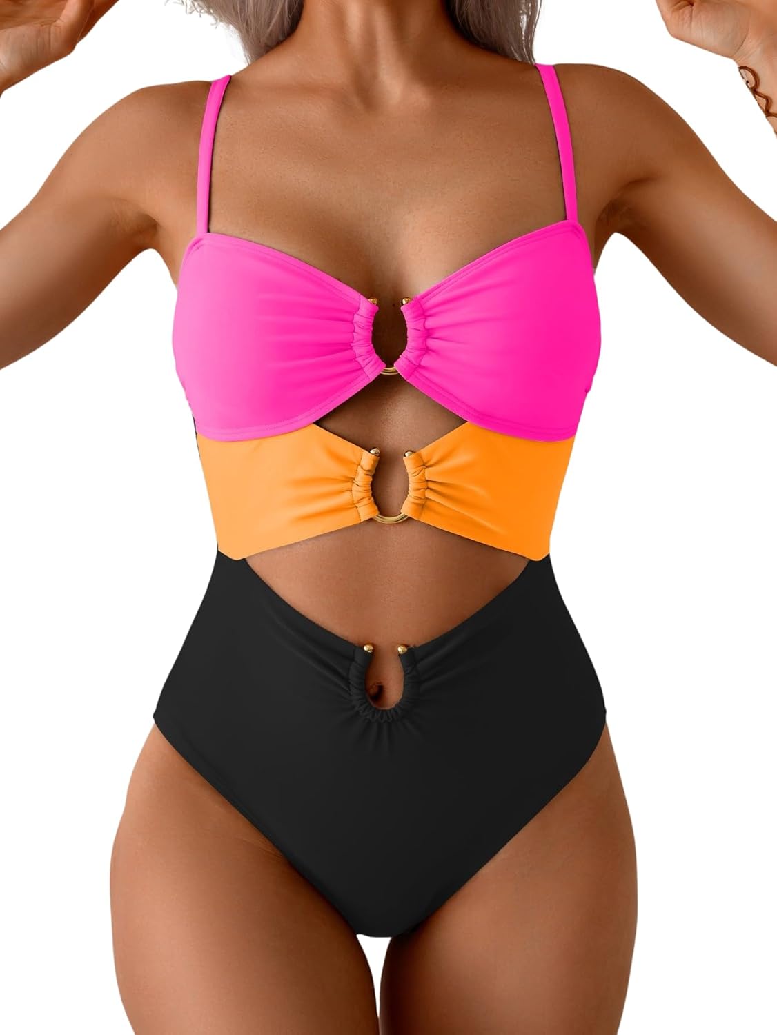 Eomenie One Piece Swimsuit for Women with Sexy Cutout Design
