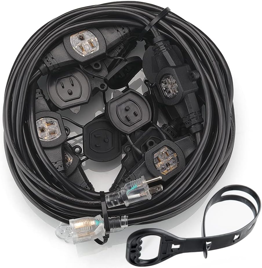 50FT 12 Gauge Extension Cord with Multiple Outlets for Outdoors