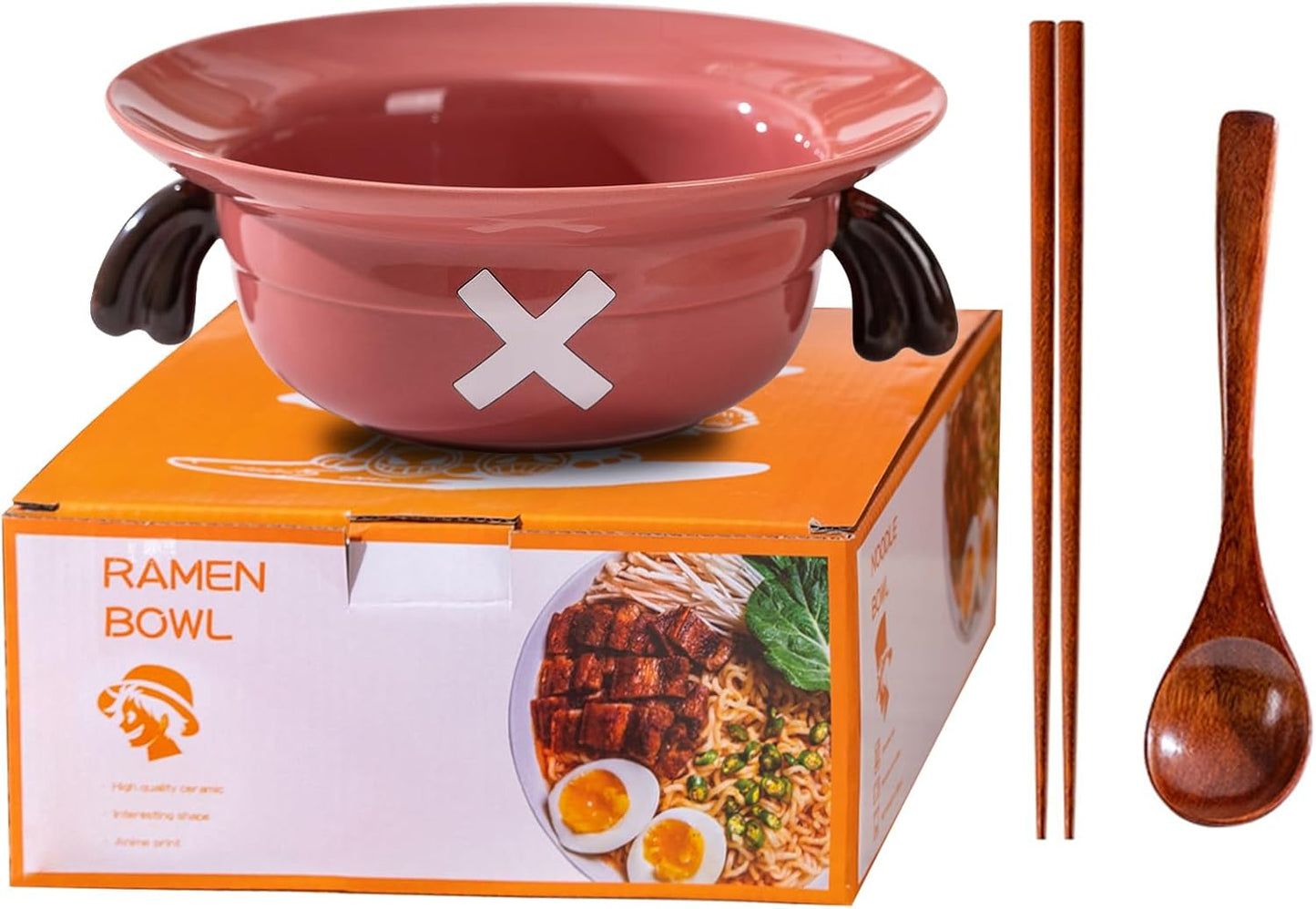 Straw Hat Ramen Bowl Set for Anime Fans - Unique Ceramic Design