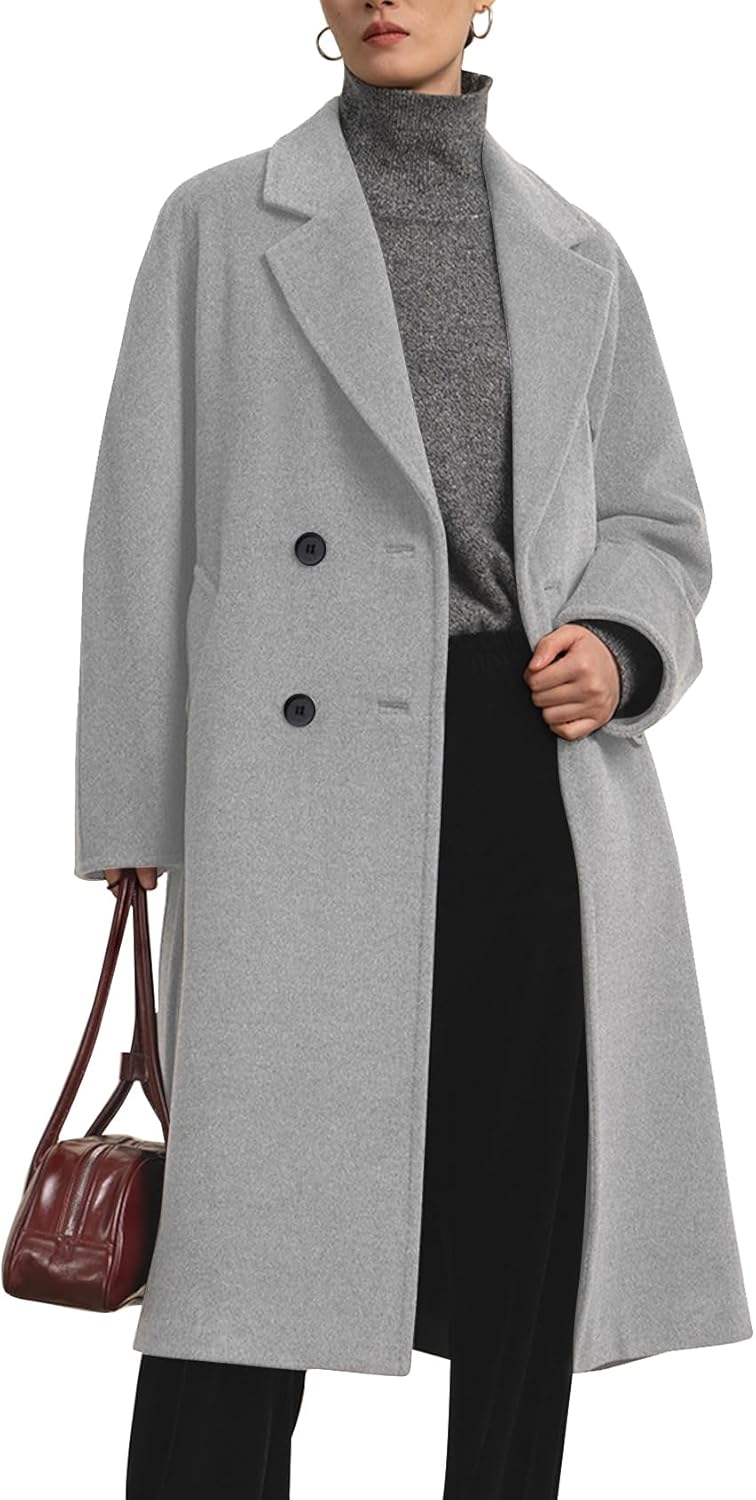 Flygo Womens Long Pea Coat for Stylish Fall and Winter Wear