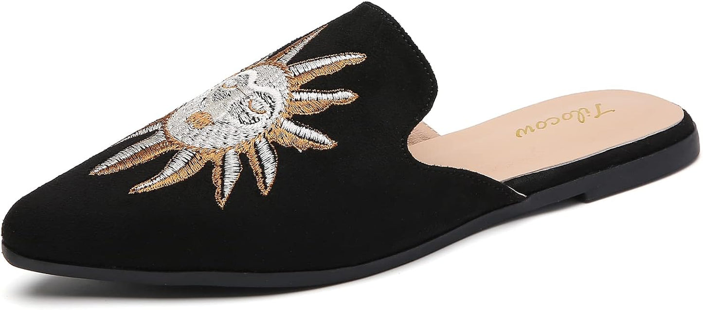 Tilocow Mules for Women: Comfortable Pointed Toe Slip-On Flats