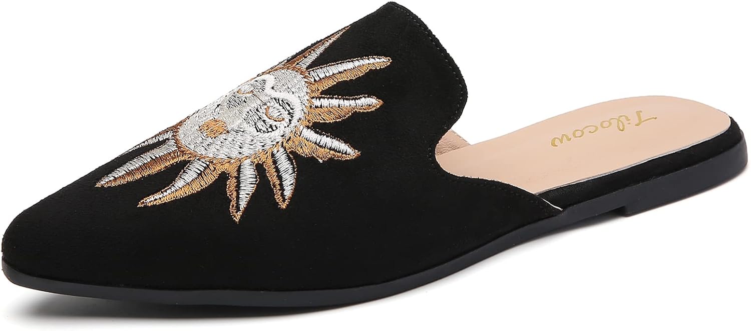 Tilocow Mules for Women: Comfortable Pointed Toe Slip-On Flats