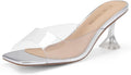 DREAM PAIRS Womens Clear Heels Square Toe Stiletto Mules - Sleek