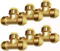 3/4 in Pex Tee Push Fit Plumbing Fitting 6pcs - Easy Push-To-Connect