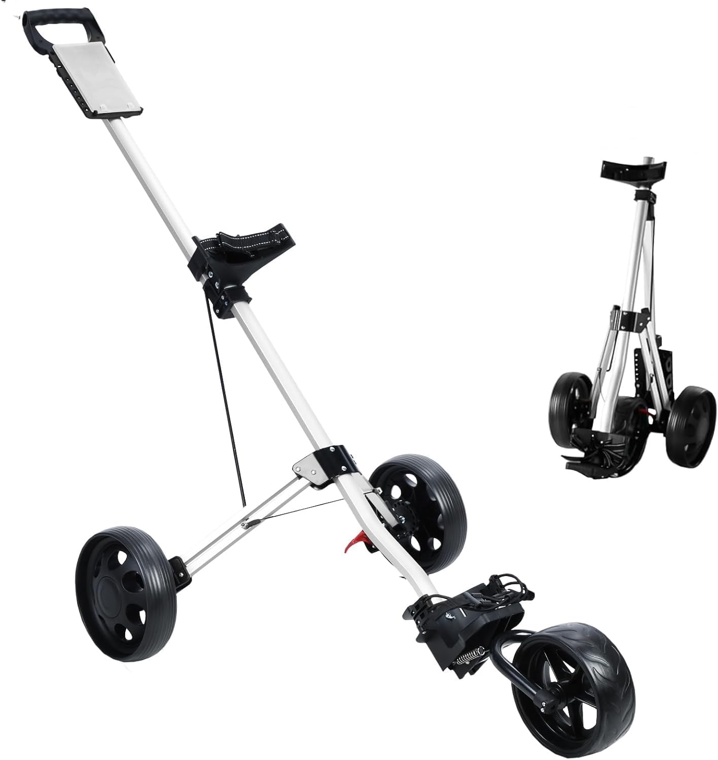 Foldable 3-Wheel Golf Push Cart - Easy Brake, Compact & Durable