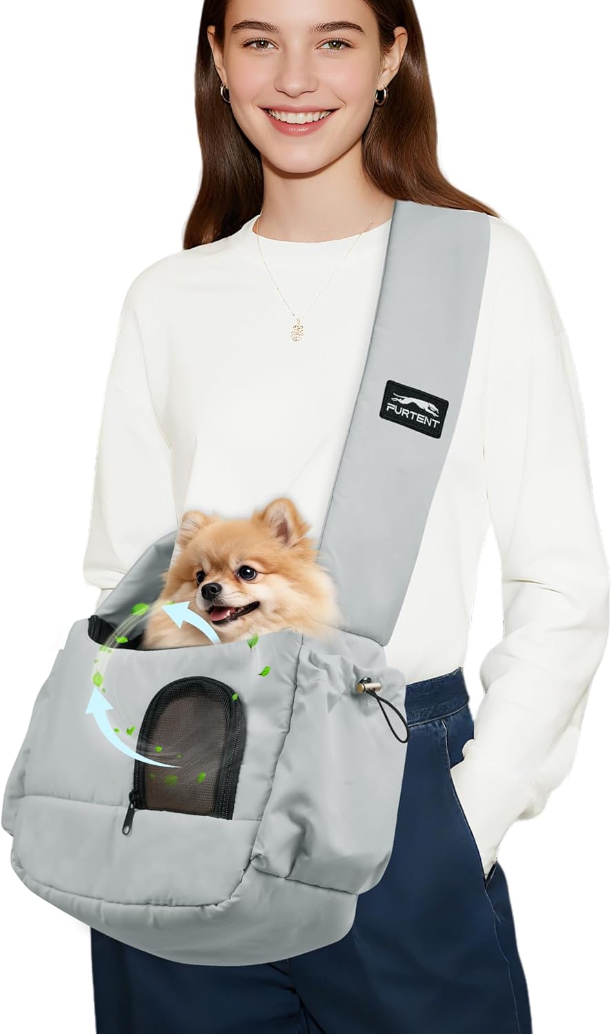 Dog Sling Carrier for Small Dogs and Kittens - Hands-Free Travel
