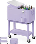 VINGLI Patio Cooler Rolling Ice Chest on Wheels - Portable Party Cart