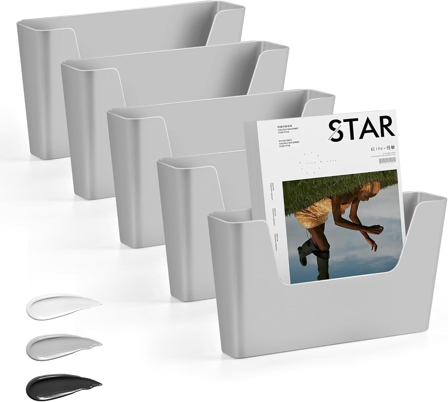 JOMOLA No Drilling File Holder 5 Pack Wall Mount Organizer