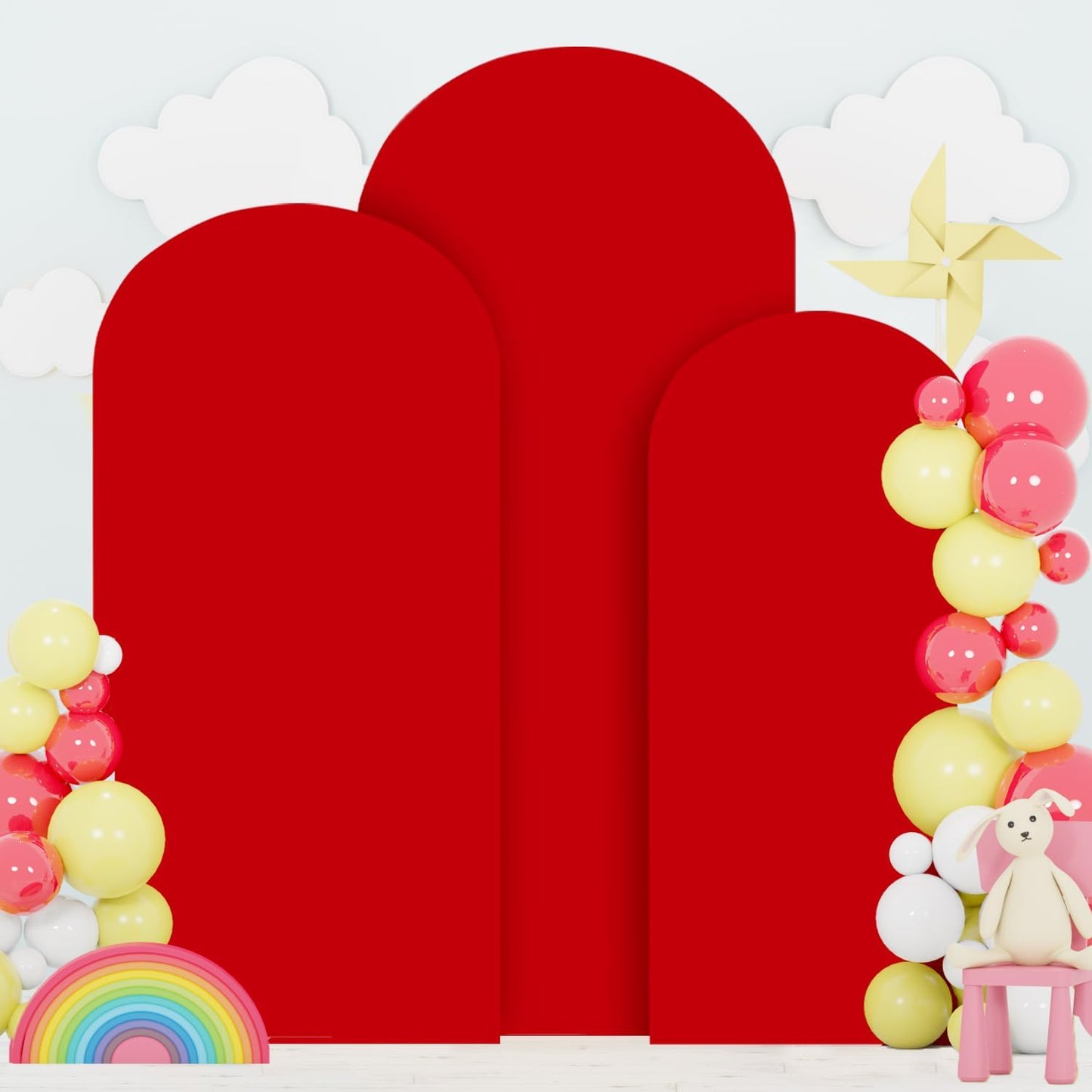 FOTSHARER Red Arch Cover Set of 3 for Wedding and Party Decor