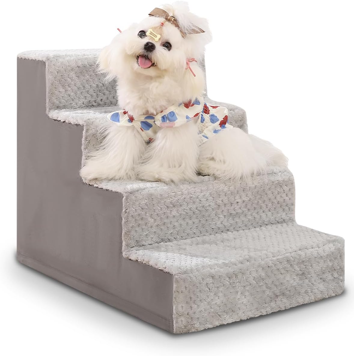 Dog Stairs for Small Dogs - 4-Step Pet Steps for High Beds
