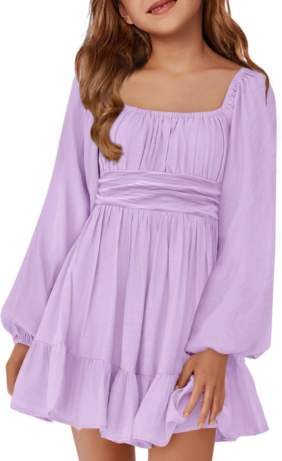 Batermoon Girls Long Sleeve Tie Back Dress for Fall Style