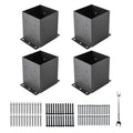 6x6 Post Base Bracket for 6x6 Posts - Heavy Duty Black Steel