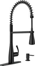 Moen Essie Matte Black High Arc Pre-Rinse Pulldown Faucet - Power