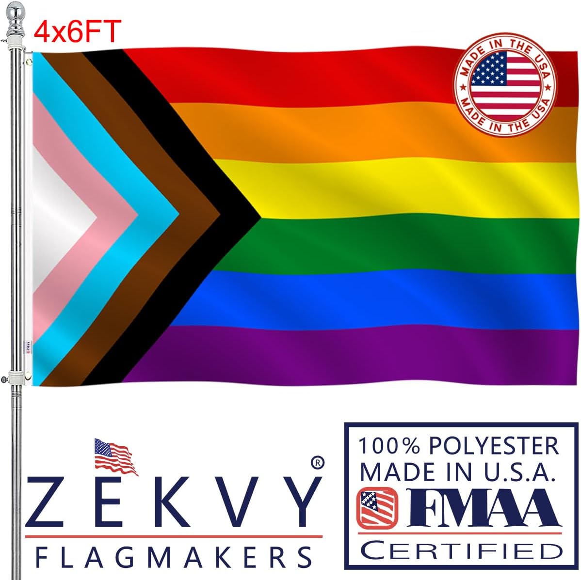 Pride Flag 4x6 Outdoor Heavy Duty Vivid Color LGBTQ Flag