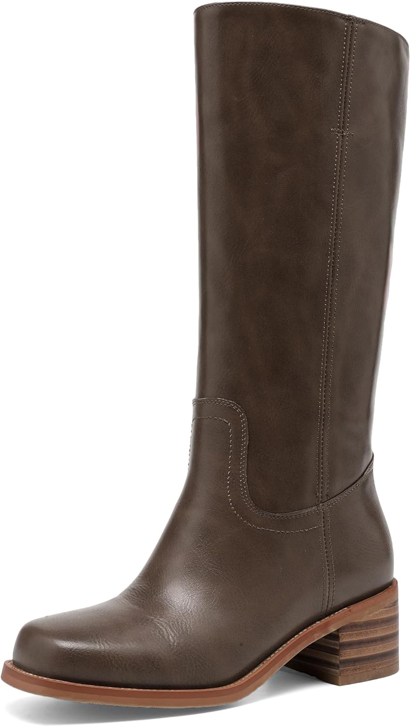 Women's Knee High Boots with Chunky Block Heel for Comfort