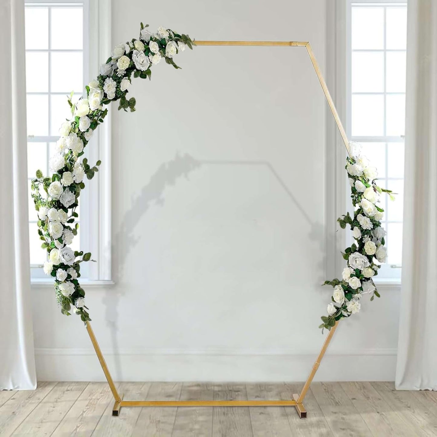 Gold Hexagonal Metal Wedding Arch - 8FT Tall Photo Booth Stand