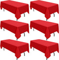 6 Pack Red Polyester Tablecloth 60 x 102 in - Wrinkle Resistant