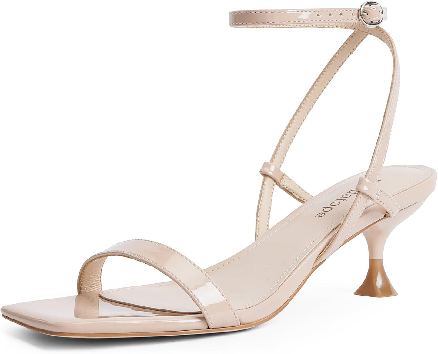 Modatope Kitten Heels for Women Open Square Toe Sandals