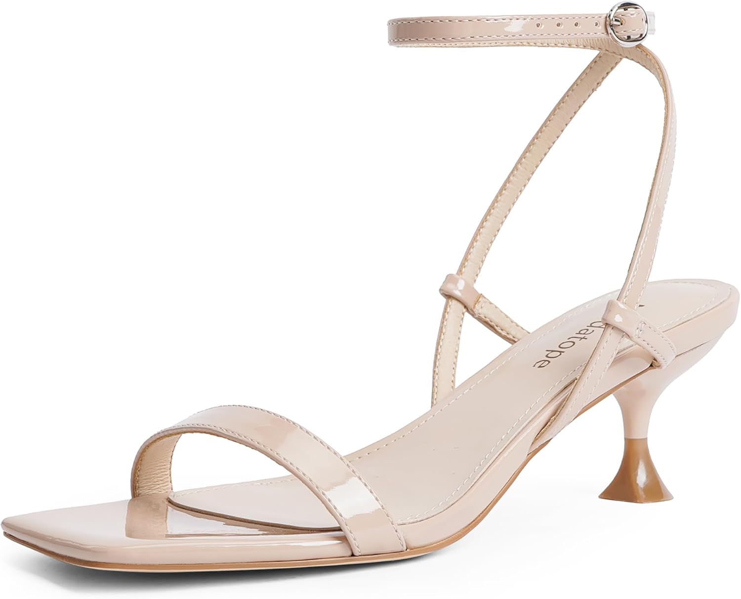 Modatope Kitten Heels for Women Open Square Toe Sandals