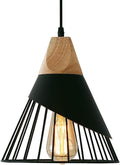 Modern Black Pendant Light Over Kitchen Island - Adjustable Wood
