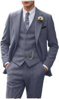 Retro Tweed Men's Suit 3 Piece Slim Fit Herringbone - Classic Wedding