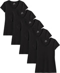 Sexy Basics Women's 5 & 10 Pack Cotton Stretch V Neck Shirts - Soft