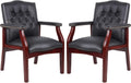 Black Leather Office Chairs Set of 2 - Ergonomic Guest Chairs