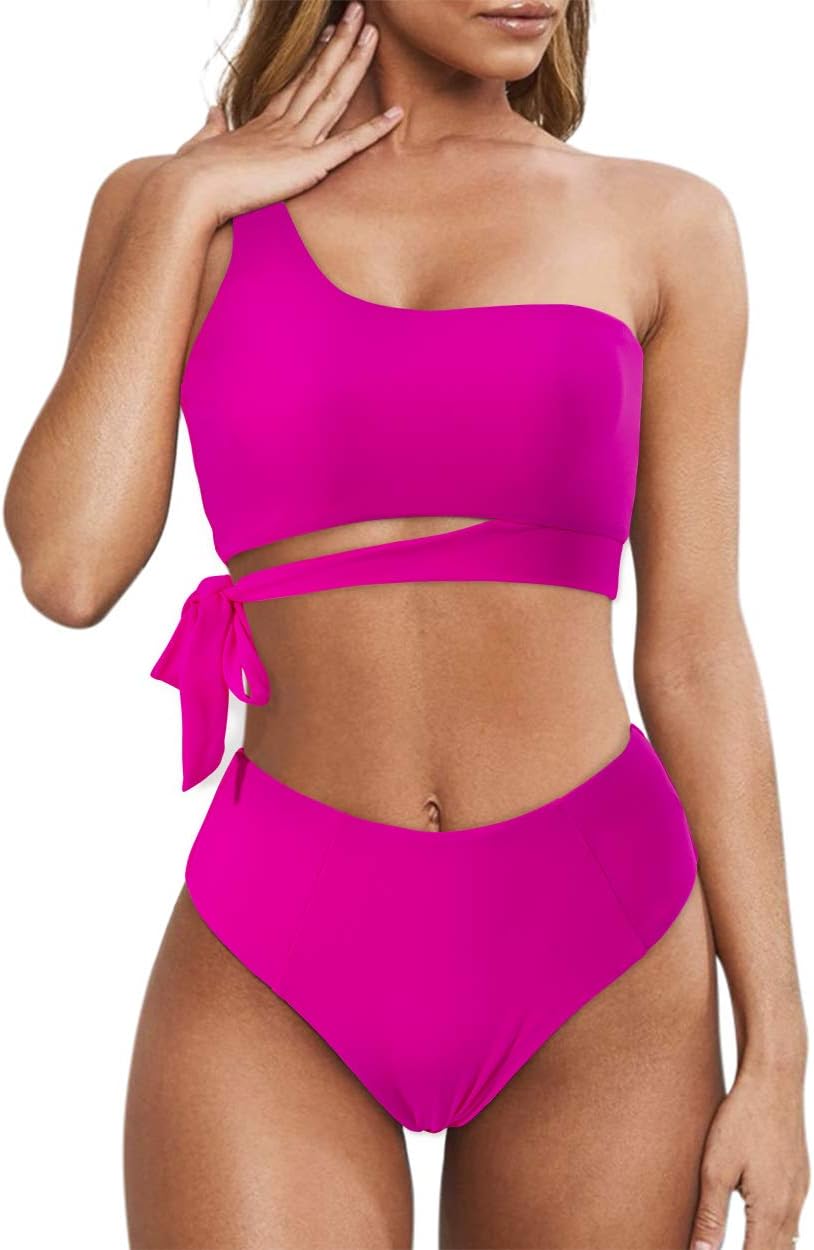 MOOSLOVER One Shoulder High Waisted Bikini for Women