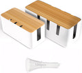 Cable Management Box 2-Pack with 100 Cable Ties - Tidy Desk & TV Wires
