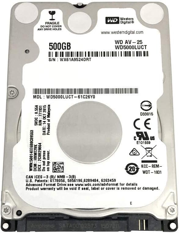 Western Digital 500GB AV Notebook HDD: 5400RPM for Smooth Performance
