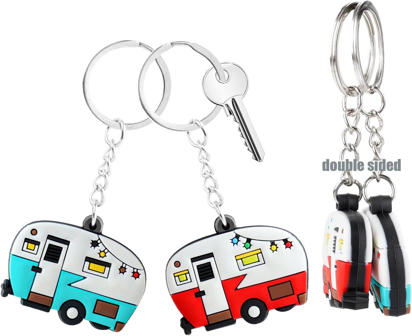 Double-Sided Camper Keychain 2-Pack - Couple Camping Charm