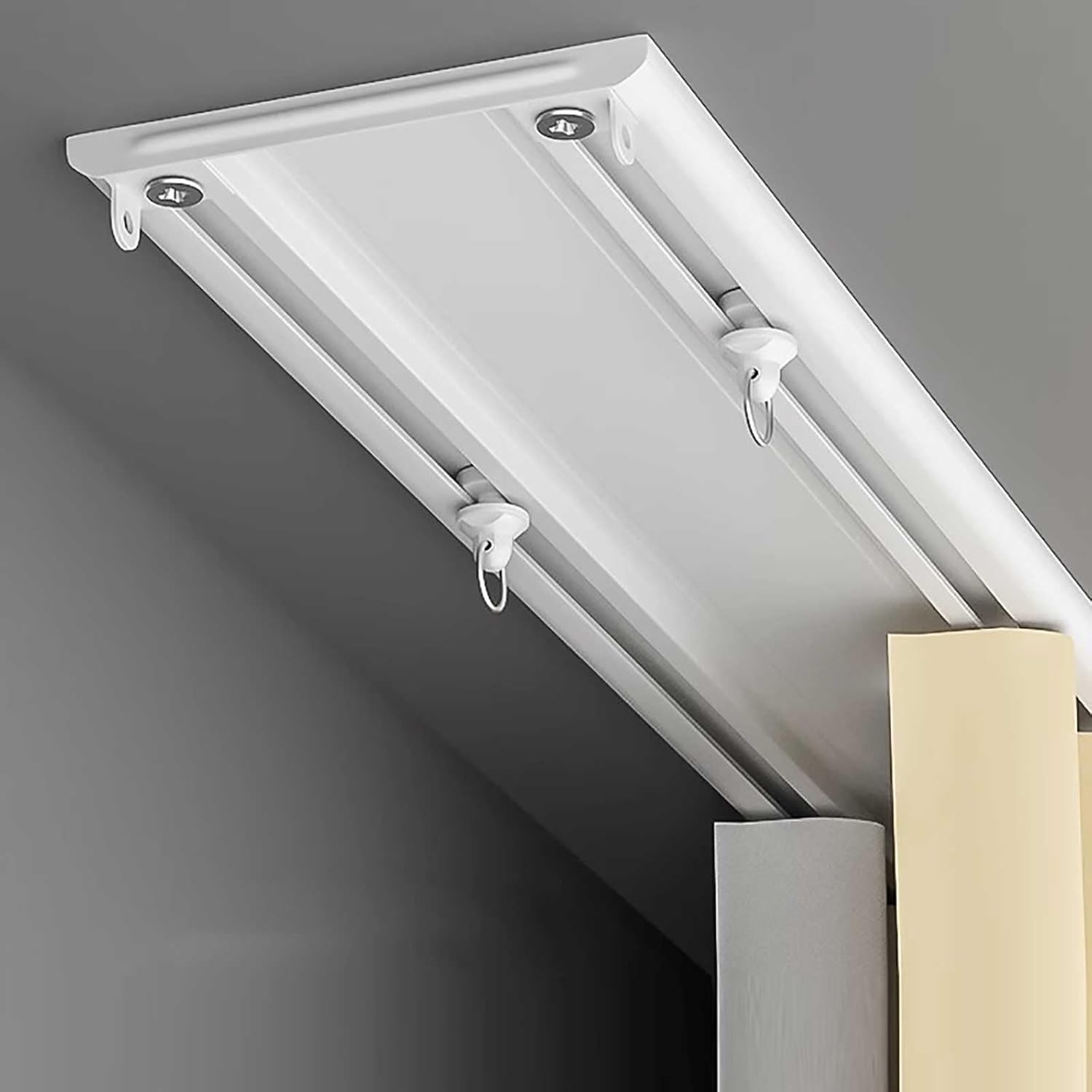Ultra-Thin Heavy Duty Ceiling Curtain Track - White 1m